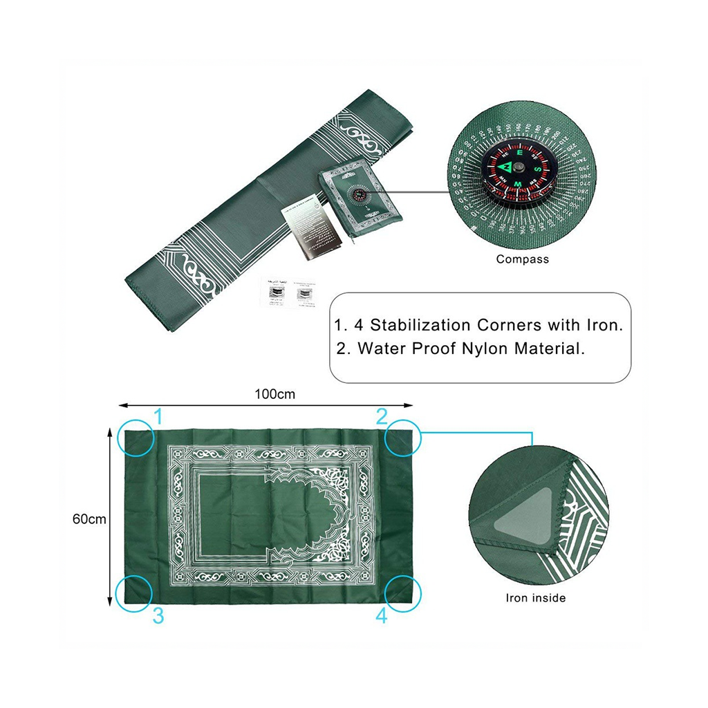 Portable Waterproof Prayer Mat With Compass for travelers
