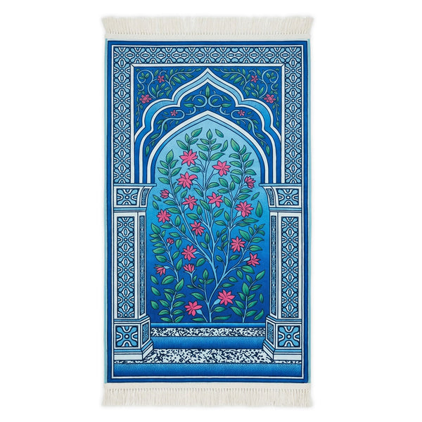 Azure Bloom Padded Prayer Mat
