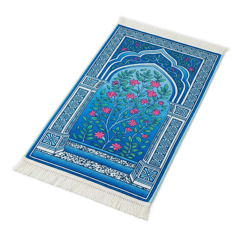 Azure Bloom Padded Prayer Mat