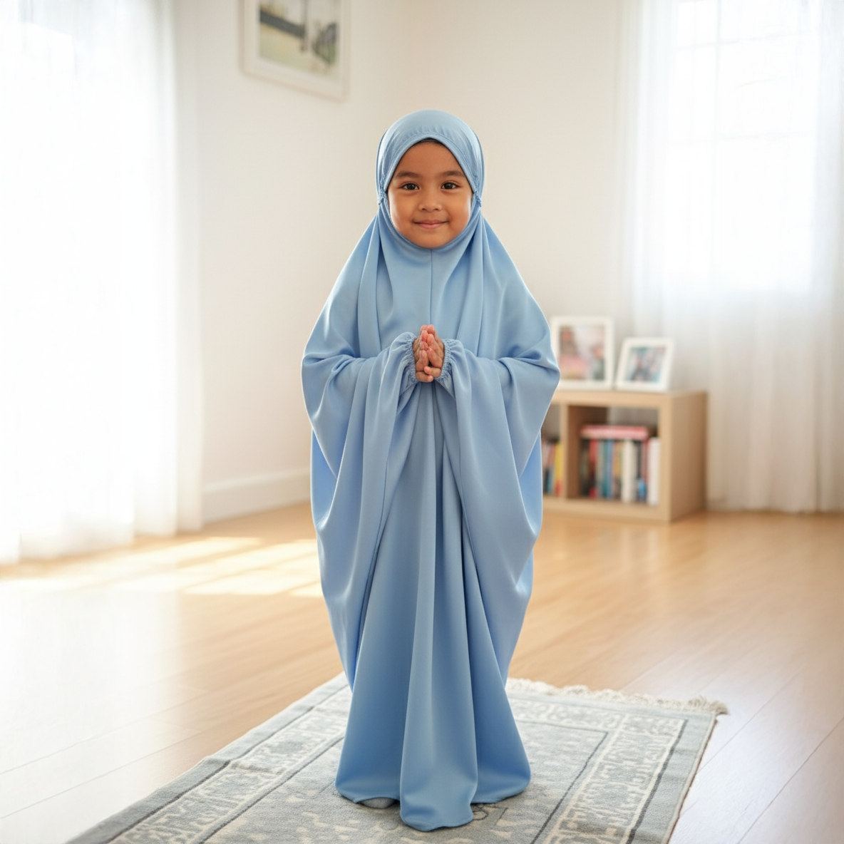 Ensemble jilbab de prière modeste pour enfants et adultes