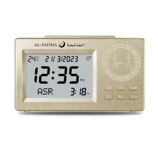 LED Digital Athan Prayer Table Clock (Gold)