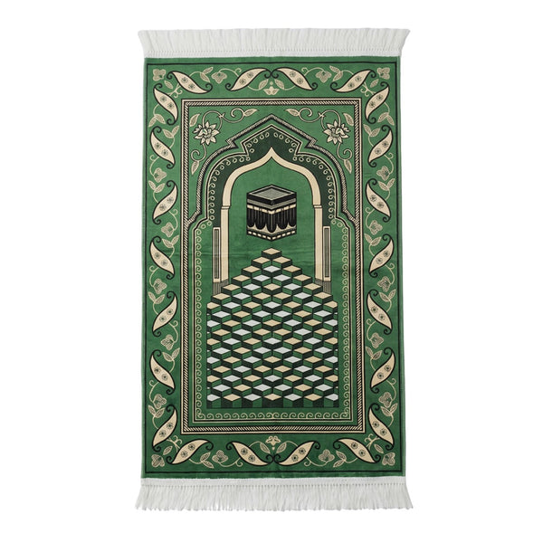 Imperial Green Kaaba Padded Prayer Mat