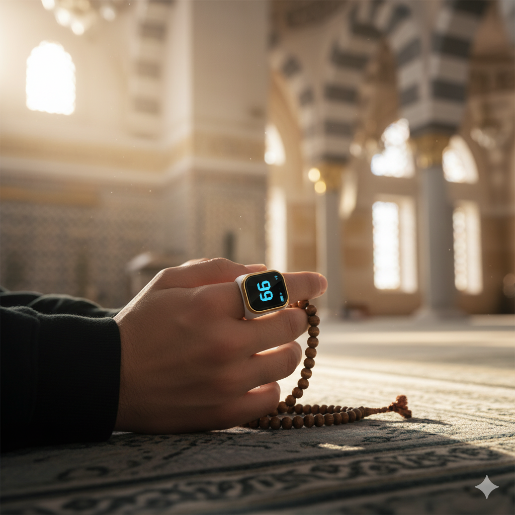 ZIKR Smart Ring – White Digital Tasbih