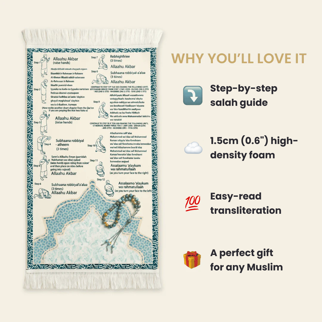 Step-by-Step Phonetic Salah Padded Prayer Mat