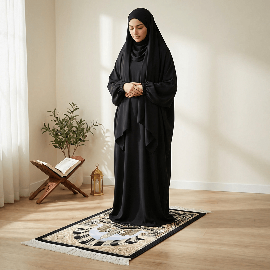Çocuklar ve Yetişkinler İçin Mütevazı Namazlık Jilbab Takımı