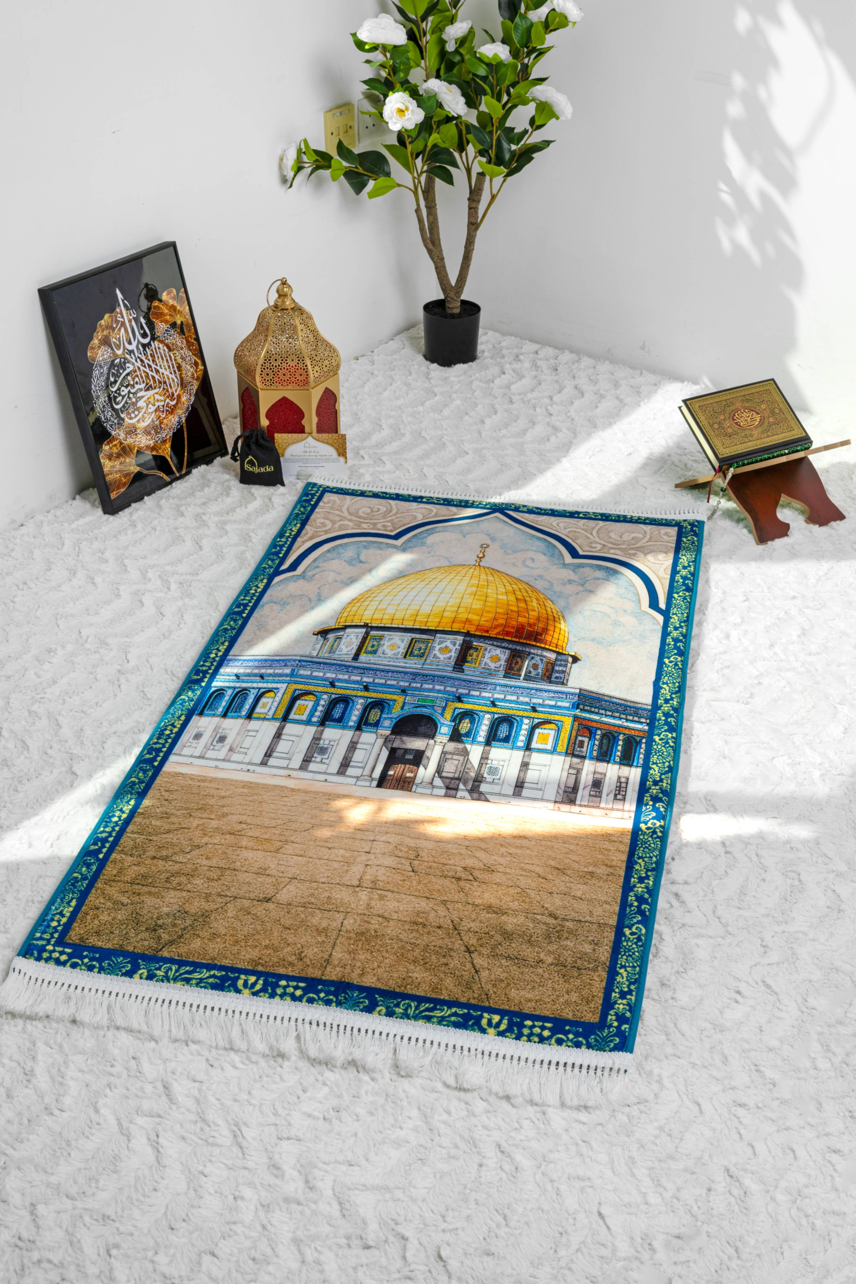 Al Aqsa WaterColour  Padded Prayer Mat