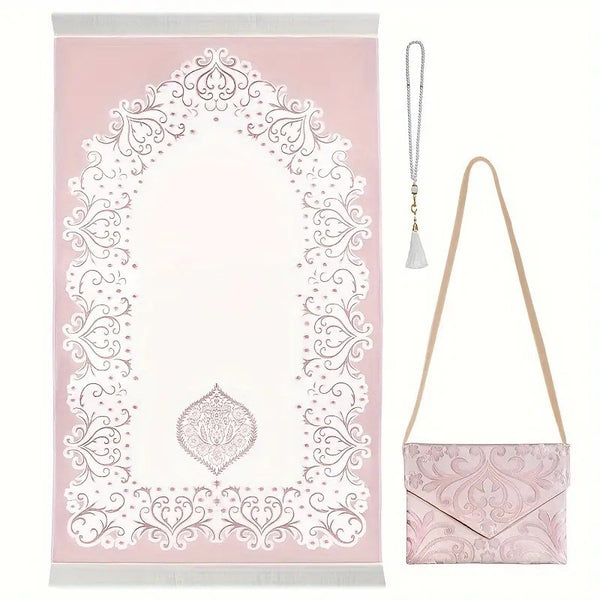 Portable Jacquard Prayer Mat with Bag