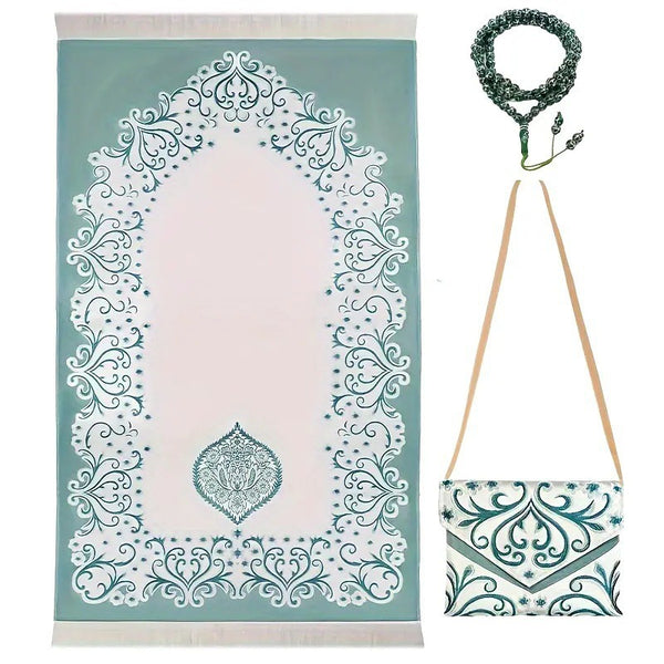 Portable Jacquard Prayer Mat with Bag