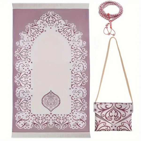 Portable Jacquard Prayer Mat with Bag