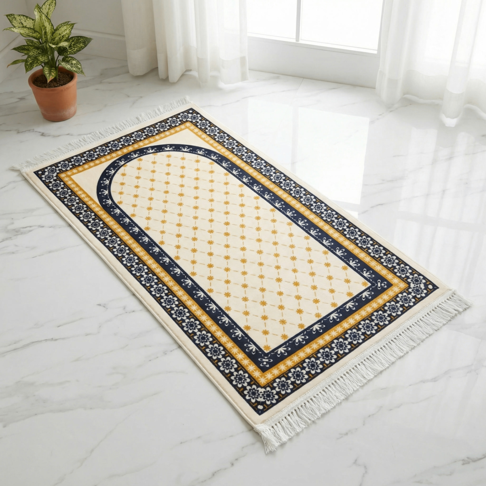 Golden Lattice Padded Prayer Mat