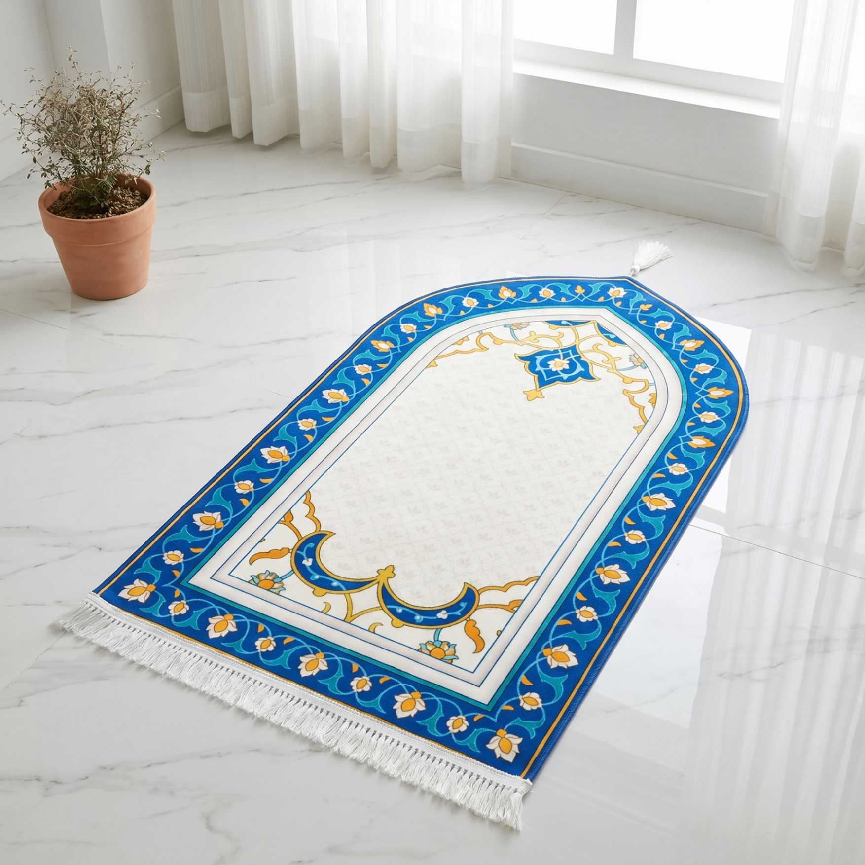 Sapphire Bloom Padded Prayer Mat
