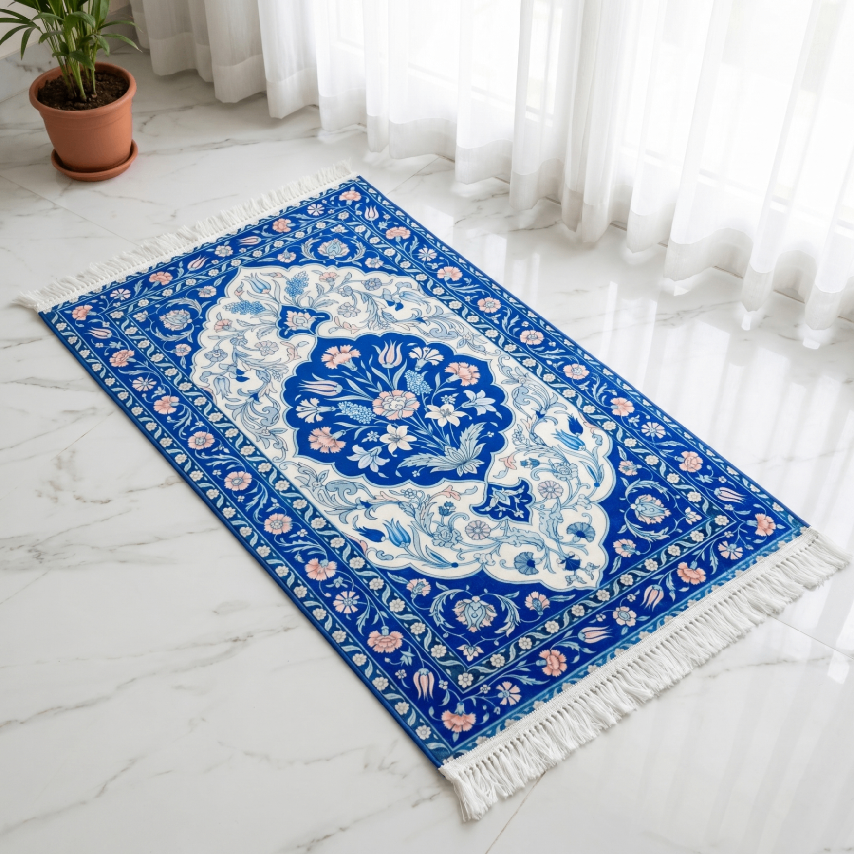 Azure Blossom Padded Prayer Mat