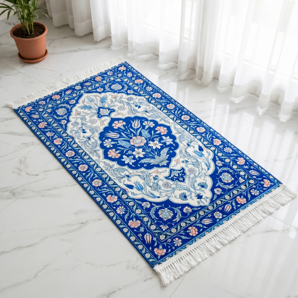 Azure Blossom Padded Prayer Mat