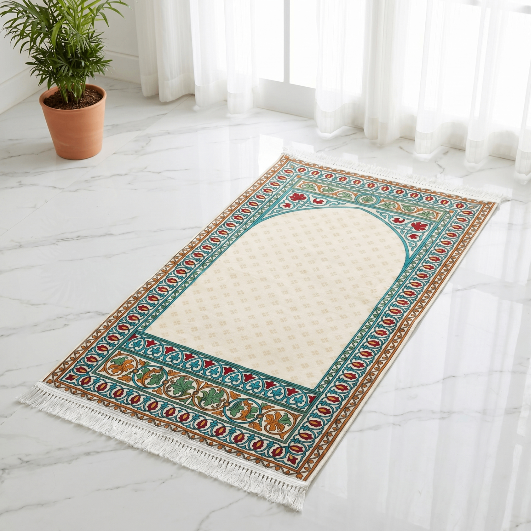 Emerald Floral Padded Prayer Mat