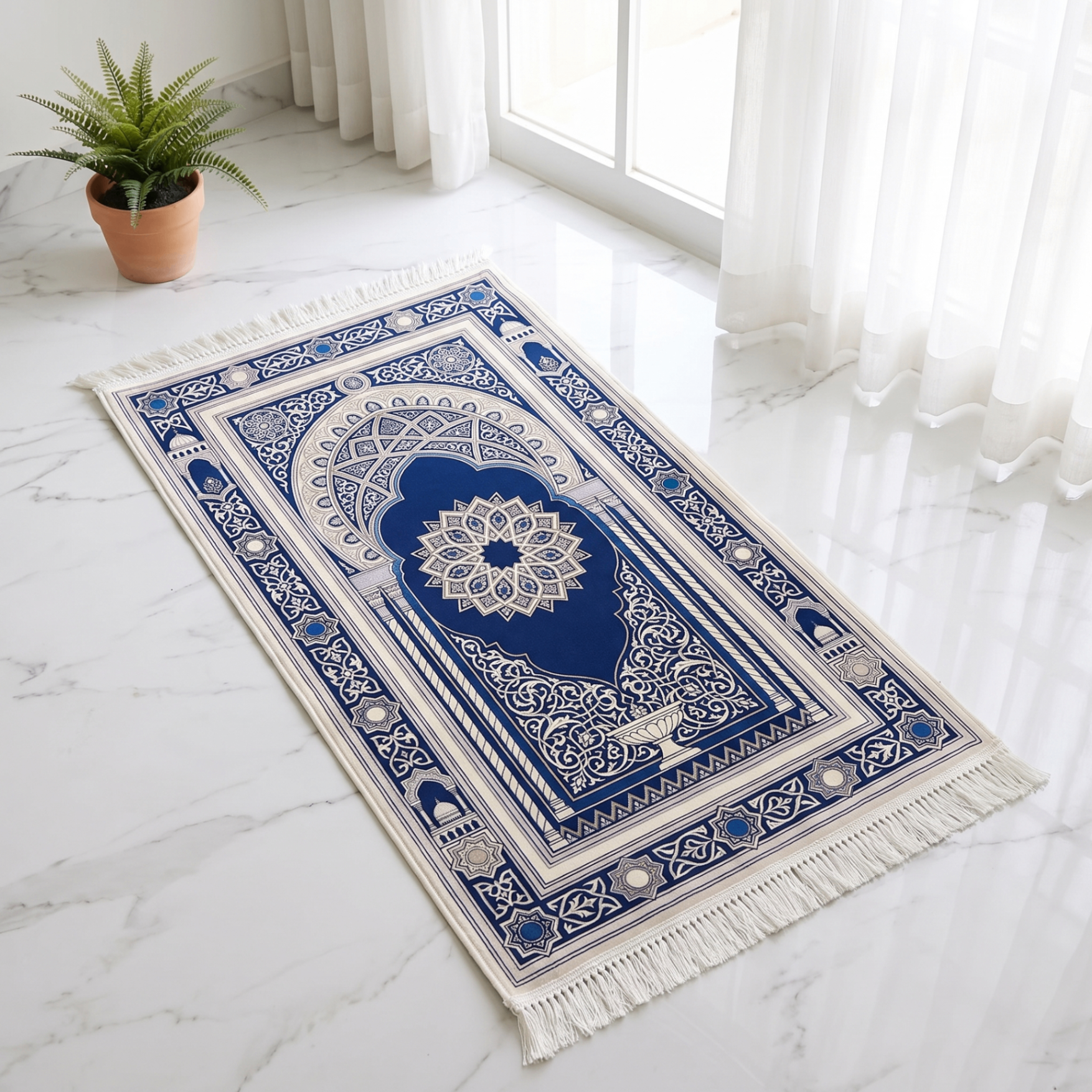 Azure Minaret Padded Prayer Mat