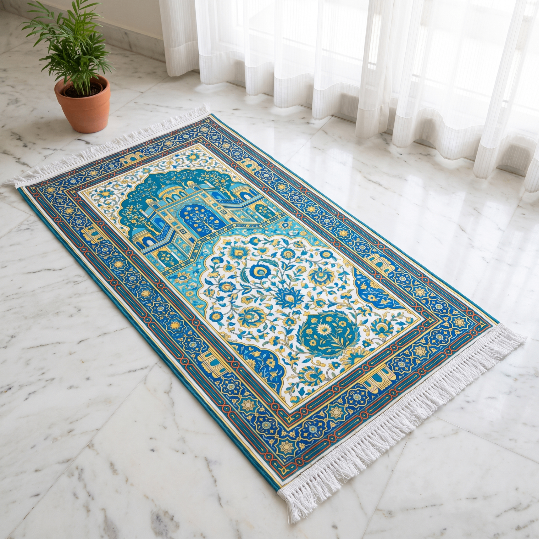 Madinah Azure Padded Prayer Mat
