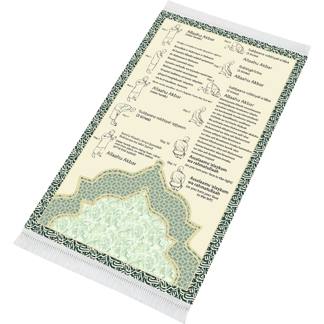 Step By Step - Visual Padded Prayer Mat for Learning Salah
