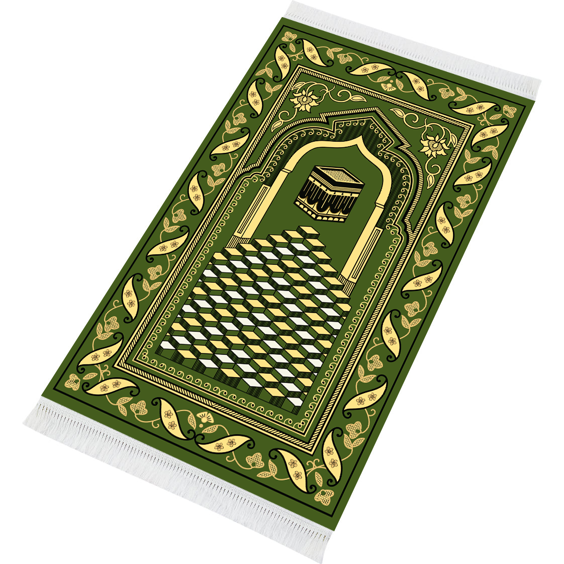 Imperial Green Kaaba Padded Prayer Mat