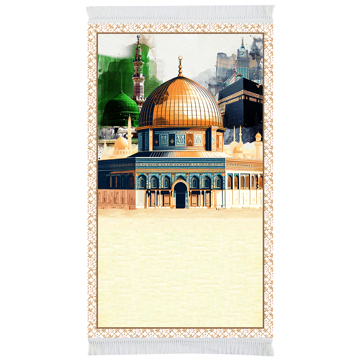 Al-Haramain & Al-Aqsa  Padded Prayer Mat
