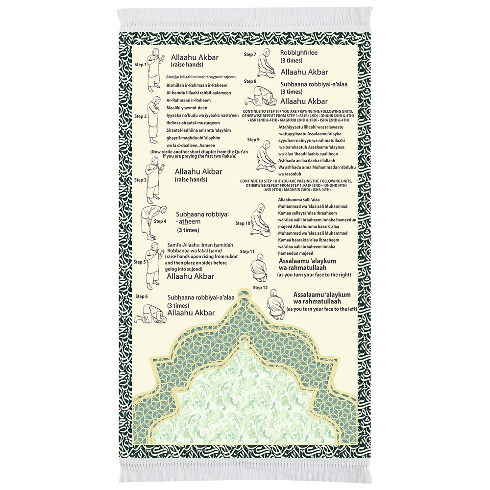 Step-by-Step Phonetic Salah Padded Prayer Mat