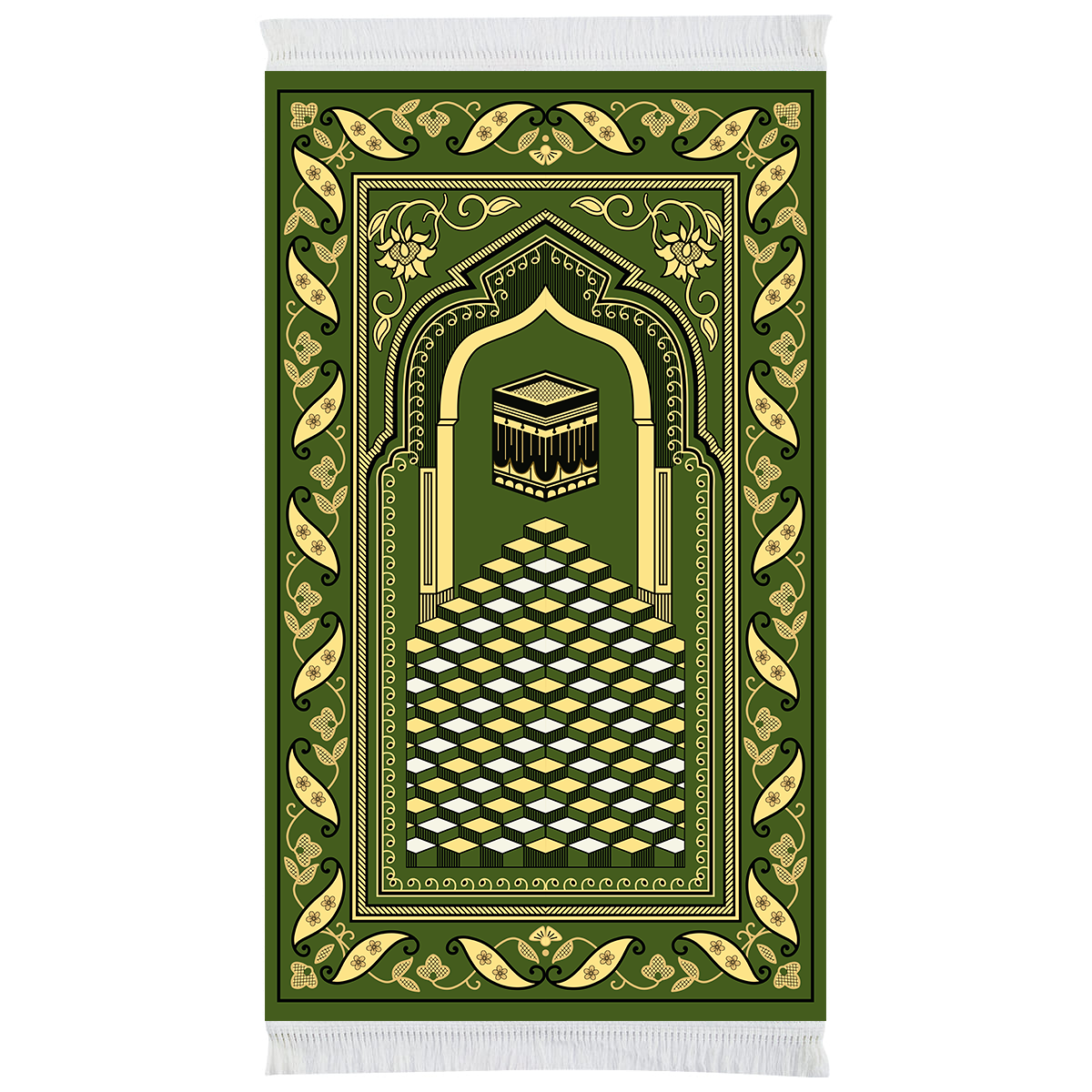 Imperial Green Kaaba Padded Prayer Mat