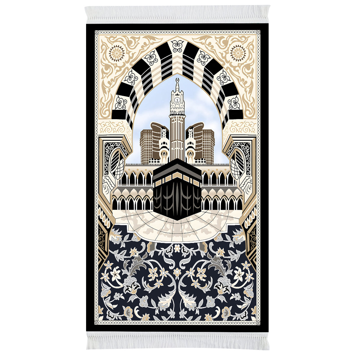 Floral Kaaba Prayer Mat - Sajjadah