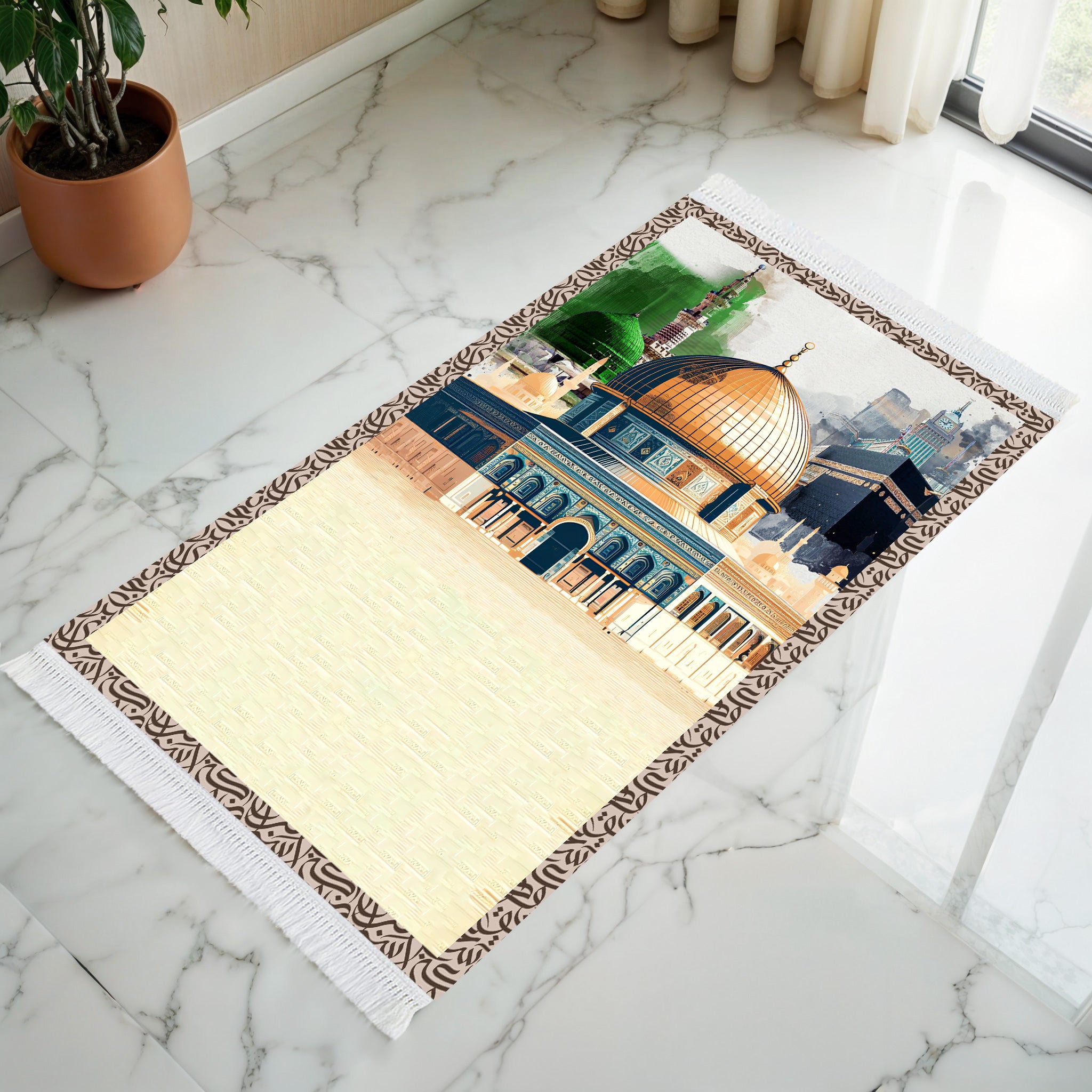 Al-Haramain & Al-Aqsa Prayer Mat - Sajjadah