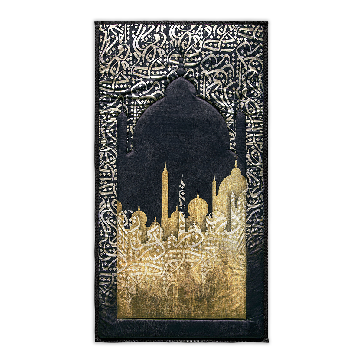 Dark Arabic Calligraphy  Padded Prayer Mat