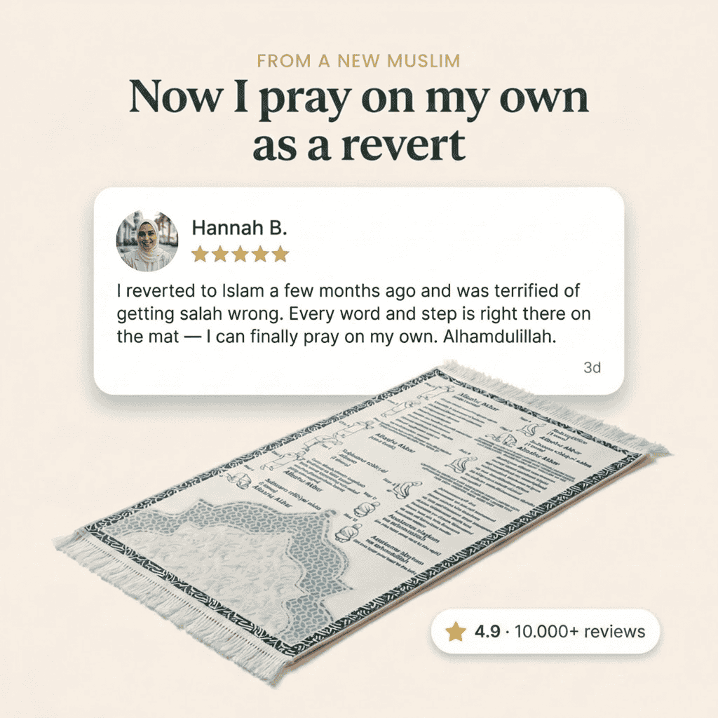 Step-by-Step Phonetic Salah Padded Prayer Mat