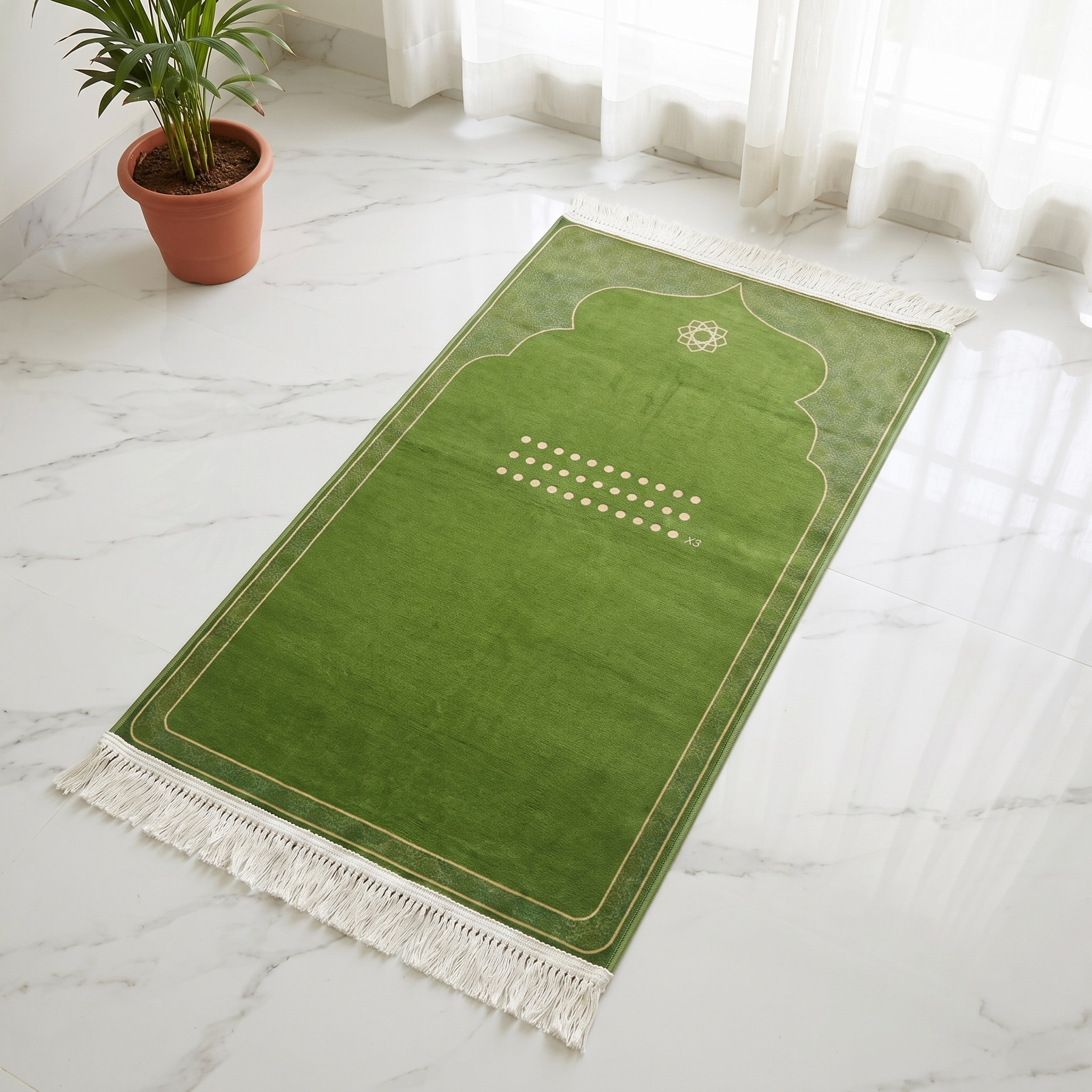 Olive Tasbih Padded Prayer Mat