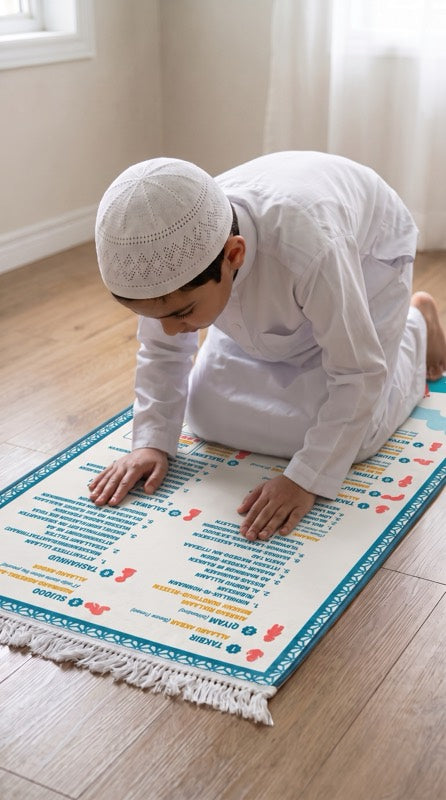 A Sajada phonetic prayer mat at home